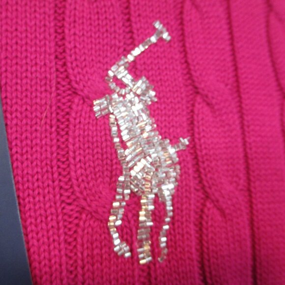NWT Polo Ralph Lauren Cable Knit Crewneck Short Sleeve Pink Sweater Women's M - Picture 4 of 10
